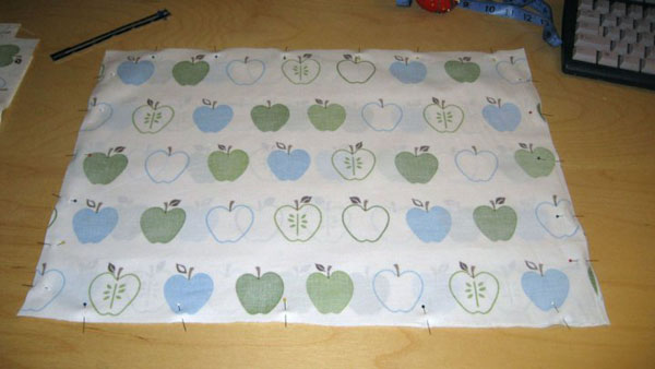 4. Pin right sides of fabric together, making sure everything is even